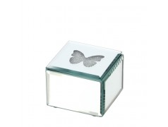 Bomboniera Hervit Scatola Porta Gioie in Vetro Specchiato Farfalla