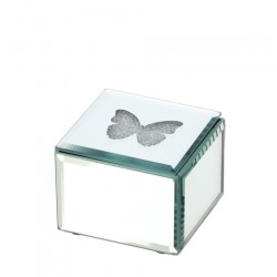 Bomboniera Hervit Scatola Porta Gioie in Vetro Specchiato Farfalla