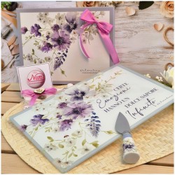 Tagliere Rosa in vetro con coltellino