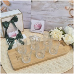 Vassoio in bambù con 6 bicchierini di Claraluna