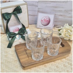 Vassoio in Acacia con 4 bicchierini di Claraluna