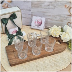 Vassoio in Acacia con 6 bicchierini di Claraluna