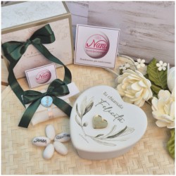 Scatola a Cuore con decoro olivo