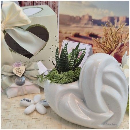 Cuore porta Piantina Bianco di Claraluna