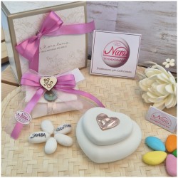 Candela Bomboniera con Cuore Rosa