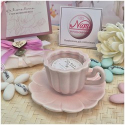 Candela in Tazzine Rosa di Claraluna