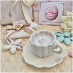 Candela in Tazzina Bianca di Claraluna