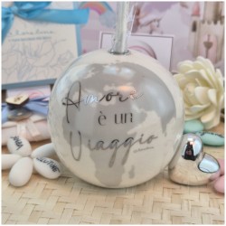 Mappamondo Grande con cuore Argento