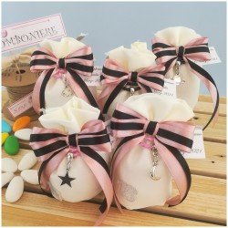 Bomboniera compleanno Braccialetto in ecopelle con ciondoli  stella luna e saturno