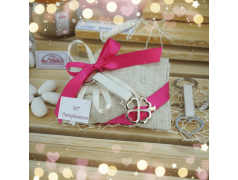 Bomboniera 50  Anni Porta chiavi  quadrifoglio e cuore