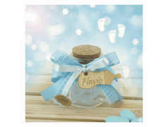 Bomboniera Battesimo Barattolini con biberon personalizzato