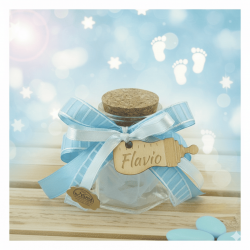 Bomboniera Battesimo Barattolini con biberon personalizzato