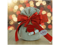 Bomboniera Laurea Portachiavi in metallo cappello e diploma