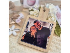 Bomboniera Matrimonio Tagliere in Bambù con Stampa Foto Personalizzata degli Sposi