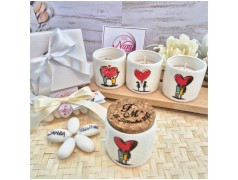 Bomboniera Matrimonio Candela in Vasetto "Innamorati" con Tappo in Sughero Personalizzato