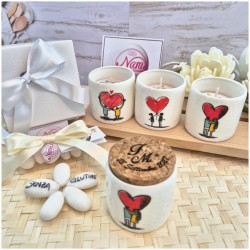 Bomboniera Matrimonio Candela in Vasetto "Innamorati" con Tappo in Sughero Personalizzato