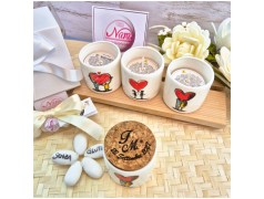 Bomboniera Matrimonio Candela in Vasetto "Innamorati" con Tappo in Sughero Personalizzato