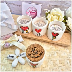 Bomboniera Matrimonio Candela in Vasetto "Innamorati" con Tappo in Sughero Personalizzato