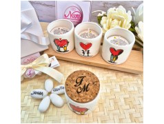 Bomboniera Matrimonio Candela in Vasetto "Innamorati" con Tappo in Sughero Personalizzato