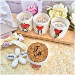 Bomboniera Matrimonio Candela in Vasetto "Innamorati" con Tappo in Sughero Personalizzato