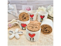 Bomboniera Matrimonio Candela in Vasetto "Innamorati" con Tappo in Sughero Personalizzato