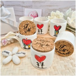 Bomboniera Matrimonio Candela in Vasetto "Innamorati" con Tappo in Sughero Personalizzato