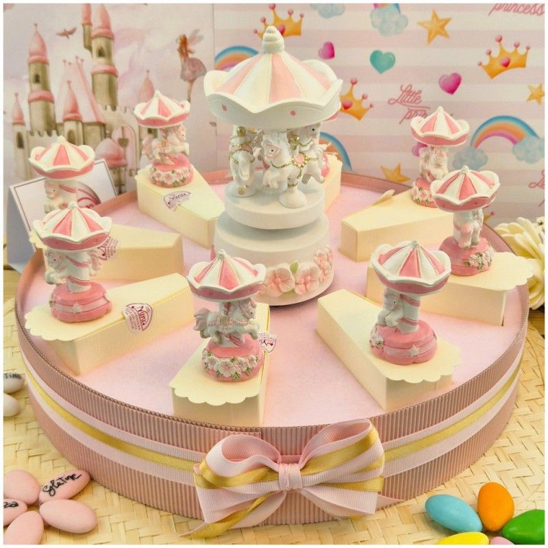 Torta Bomboniera Battesimo Cavallino Giostra dei Sogni Rosa