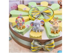 Torta Bomboniera Battesimo e 1° Compleanno "Amici della Giungla" con Animaletti Colorati