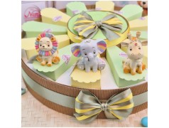 Torta Bomboniera Battesimo e 1° Compleanno "Amici della Giungla" con Animaletti Colorati