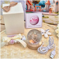 Bomboniera Lampada Sfera in Cristallo 3D con Trilly e Base Led USB