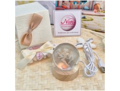 Bomboniera Lampada Sfera in Cristallo 3D con Trilly e Base Led USB