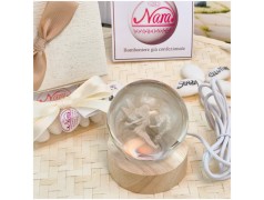 Bomboniera Lampada Sfera in Cristallo 3D con Trilly e Base Led USB