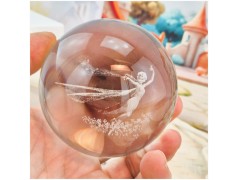 Bomboniera Lampada Sfera in Cristallo 3D con Fatina e Base Led USB