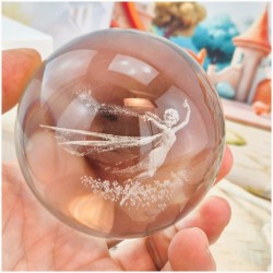 Bomboniera Lampada Sfera in Cristallo 3D con Fatina e Base Led USB