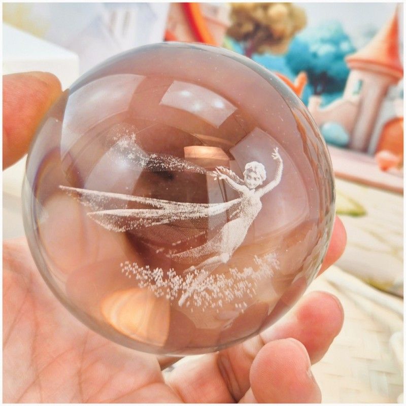 Bomboniera Lampada Sfera in Cristallo 3D con Fatina e Base Led USB