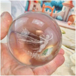 Bomboniera Lampada Sfera in Cristallo 3D con Fatina e Base Led USB