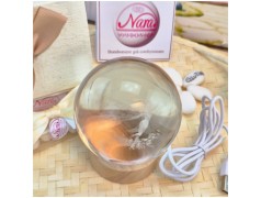 Bomboniera Lampada Sfera in Cristallo 3D con Fatina e Base Led USB