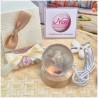 Bomboniera Lampada Sfera in Cristallo 3D con Bambina in preghiera e Base Led USB