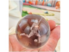 Bomboniera Lampada Sfera in Cristallo 3D con Calciatore e Base Led USB