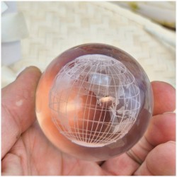 Bomboniera Lampada Sfera in Cristallo 3D con Mappamondo e Base Led USB