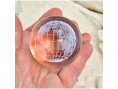 Bomboniera Lampada Sfera in Cristallo 3D con Mappamondo e Base Led USB