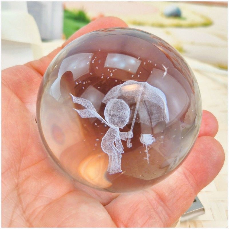 Bomboniera Lampada Sfera in Cristallo 3D con Piccolo principe e Base Led USB