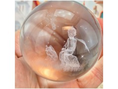 Bomboniera Lampada Sfera in Cristallo 3D con Piccolo principe e la volpe su Base Led USB