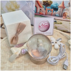 Bomboniera Lampada Sfera in Cristallo 3D con Piccolo principe e la volpe su Base Led USB