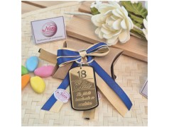 Bomboniera 18 Anni Portachiavi "Gold Tag" Personalizzato con Nome, Età e Frase Dedica