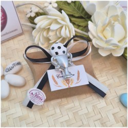 Bomboniera Comunione Calcio Coppa dei Campioni Juventus (Bianconera) - Scatolina Kraft con molletta