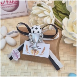 Bomboniera Comunione Calcio Coppa dei Campioni Juventus (Bianconera) - Scatolina Kraft con molletta