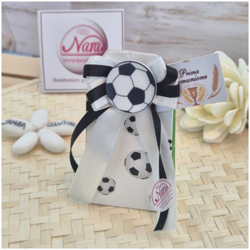 Bomboniera Comunione Calcio Goleador Bianconero - Astuccio Stampato con Maxi Pallone