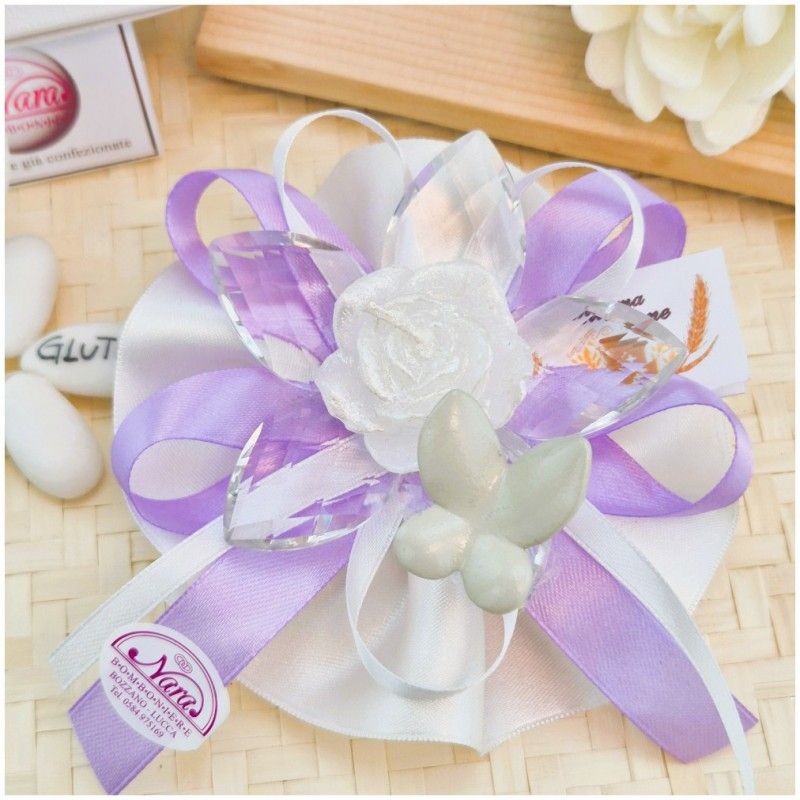 Bomboniera Debora Carlucci Fiore in Cristallo e Porcellana con Farfalla