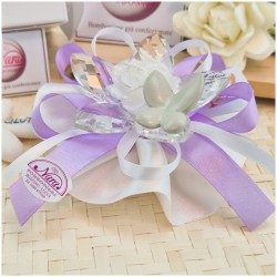 Bomboniera Debora Carlucci Fiore in Cristallo e Porcellana con Farfalla